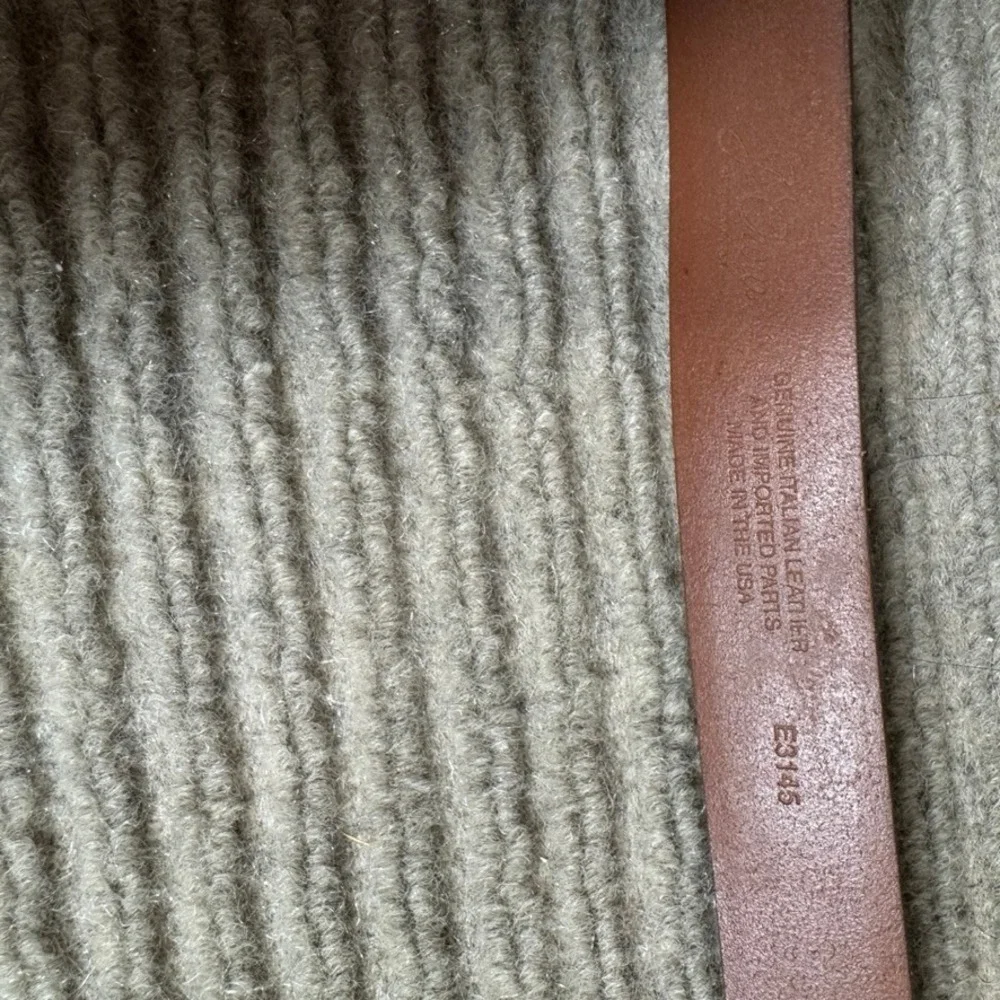 J.Crew Mens Brown Italian Leather Dress Belt Size 30 Silver Buckle E3145